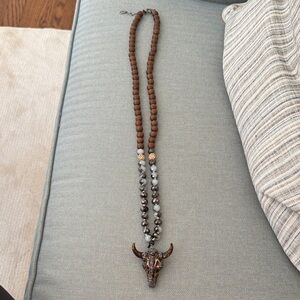 Bull Skull Beaded Necklace
